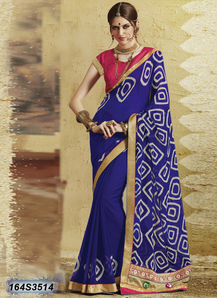 Traditional Blue Georgette Sarees