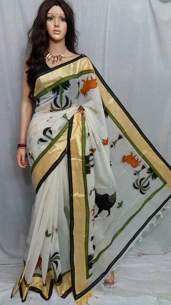 White Applique Sarees