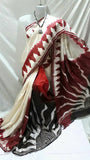 White & Red Wax Painted Pure Silk Mark Certified Bishnupuri Silk Sarees