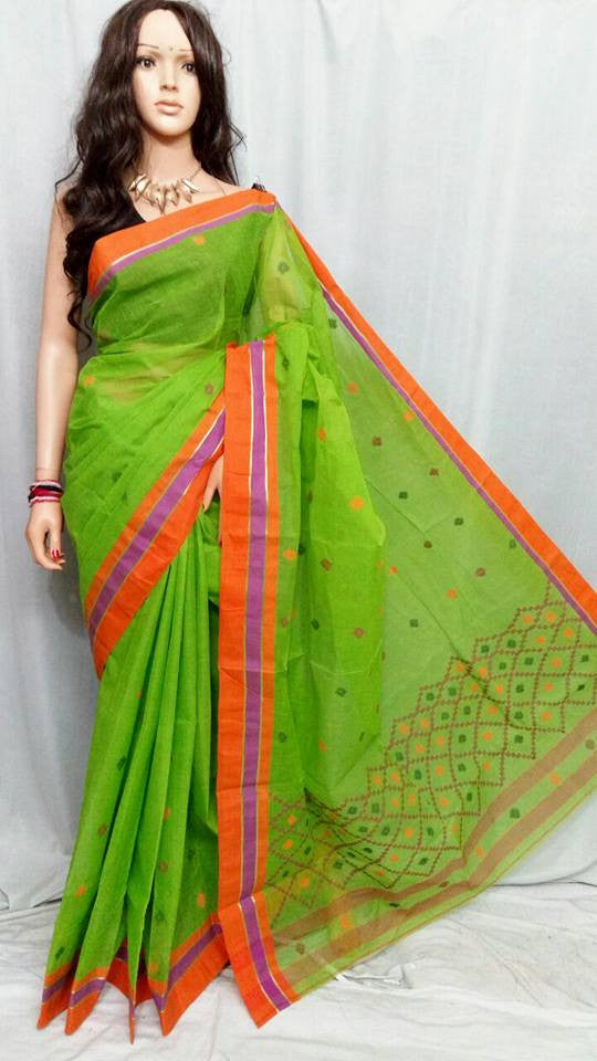 Green Pure Cotton Jamdani Sarees