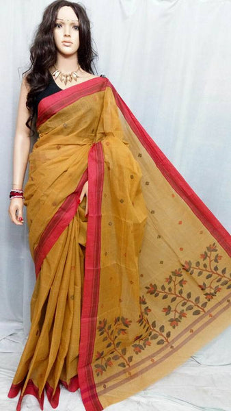 Yellow Pure Cotton Jamdani Sarees