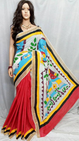 Red Kerala Pure Cotton Sarees