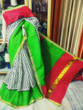 Green & Red Kerala Pure Cotton Sarees