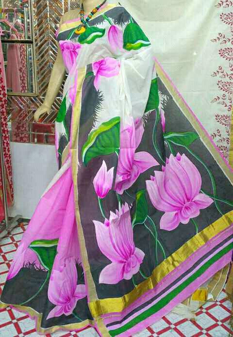Pink Kerala Pure Cotton Sarees