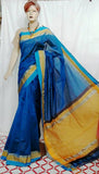 Blue & Yellow Bengal Handloom Silk Sarees