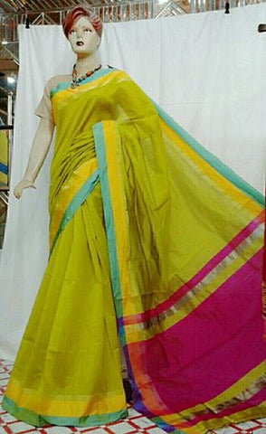 Yellow Pure Cotton Silk Sarees