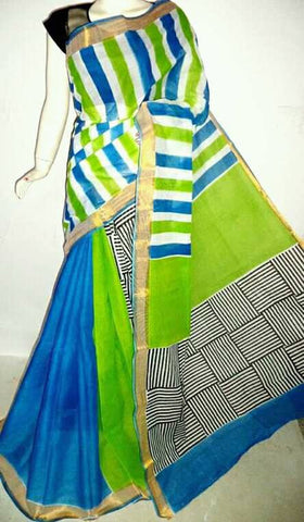 Green & Blue Kerala Pure Cotton Sarees