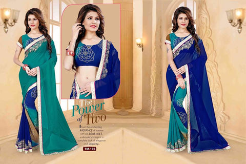 Blue & Sea Green Georgette Sarees