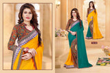 Yellow & Green Georgette Sarees