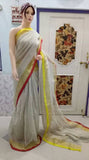 White Pure Linen Sarees