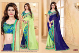 Sea Green & Blue Georgette Sarees