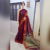 Maroon Pure Linen Sarees