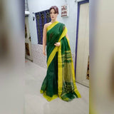 Green Pure Linen Sarees