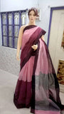 Pink & Maroon Pure Linen Sarees