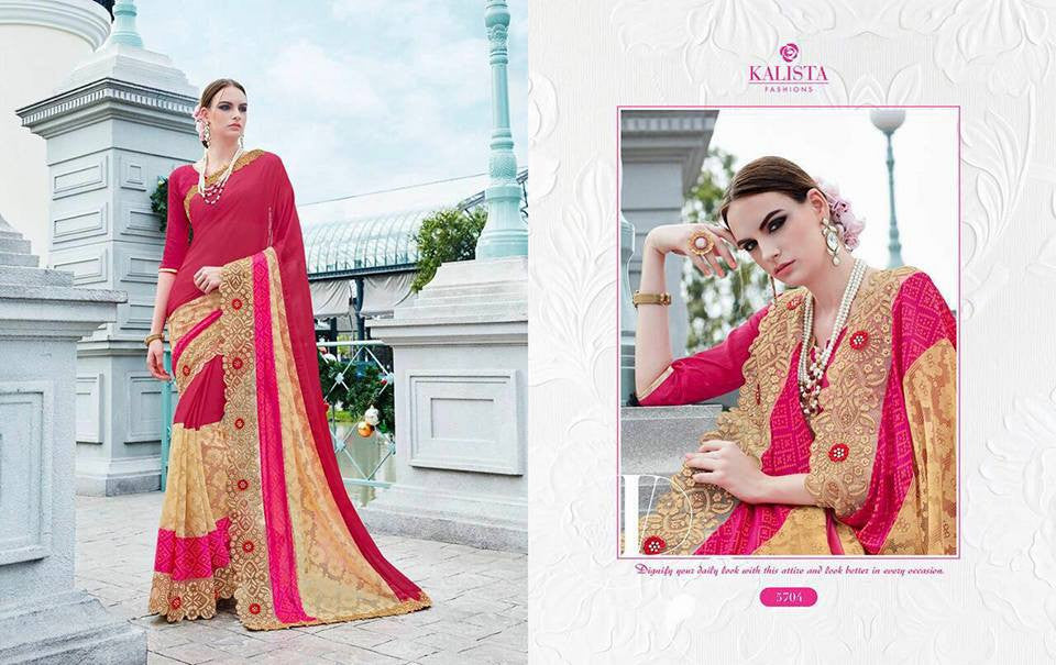 Pink & Beige Georgette Sarees