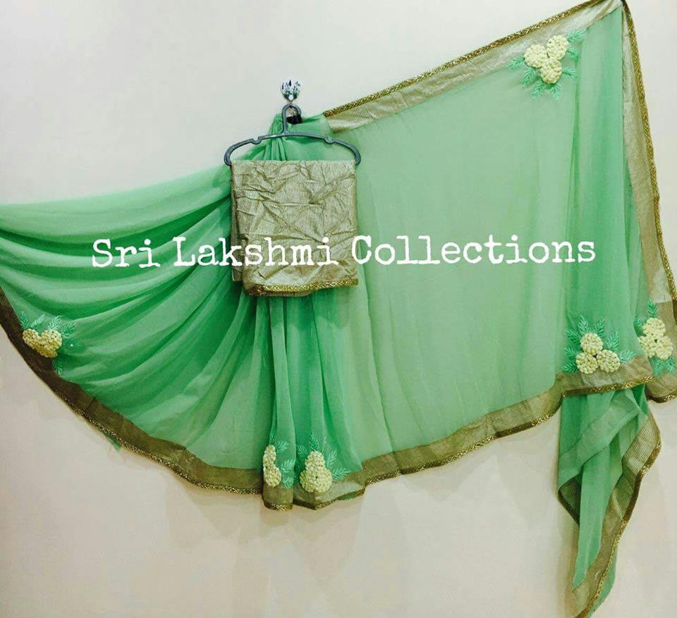 Sea Green Georgette Sarees