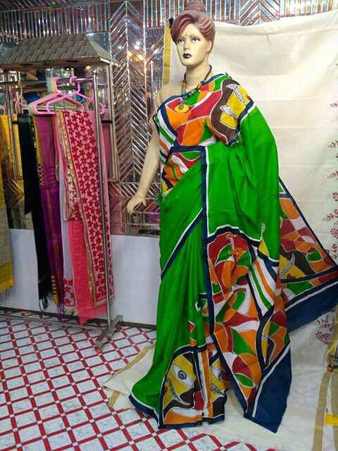 Green Moklin Sarees - Dailybuyys