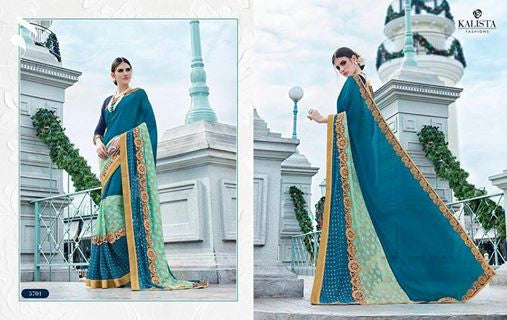 Sea Green & Blue Georgette Sarees