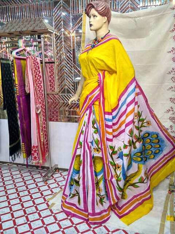 Yellow Moklin Sarees