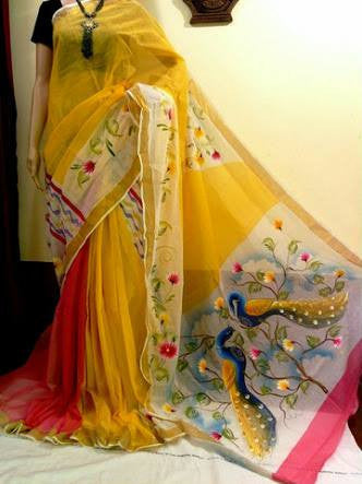 Yellow Kerala Pure Cotton Sarees - Dailybuyys
