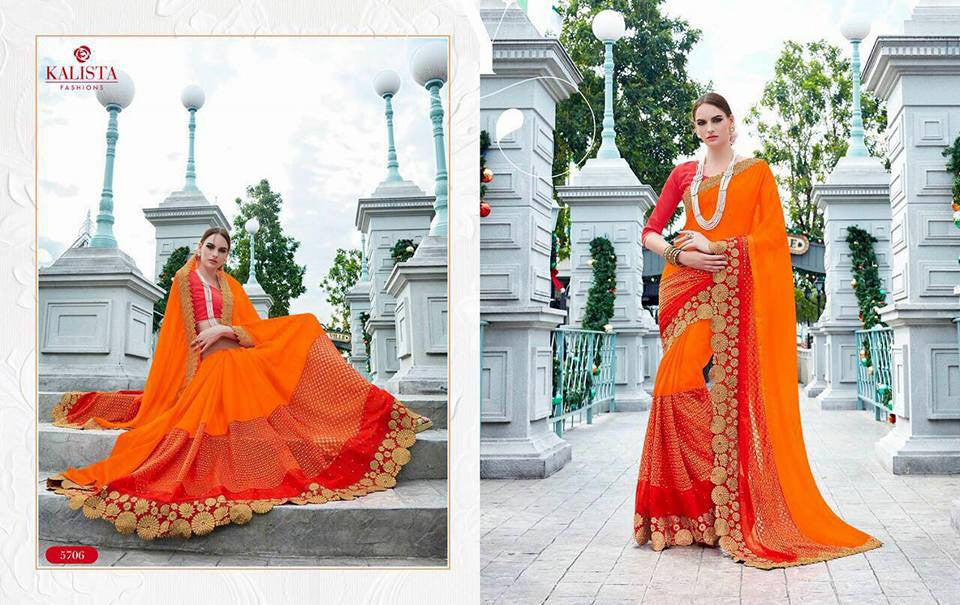 Orange Georgette Sarees