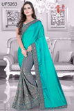 Blue & Gray Party Wear Sarees