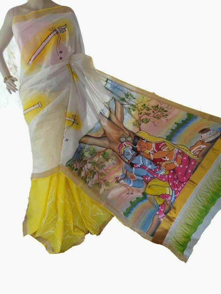 White & Yellow Kerala Pure Cotton Sarees