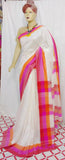 White & Pink Bengal Handloom Khadi Sarees