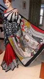 Red Beige Hand Painted Pure Silk Mark Certified Bishnupuri Silk Sarees