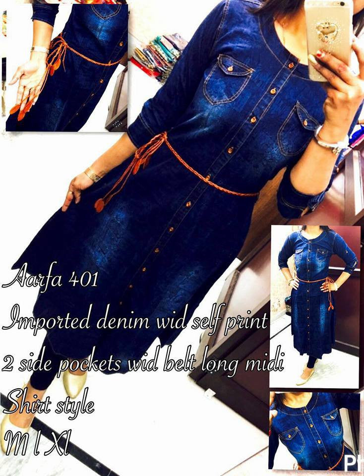 Blue Imported Long Western Kurtis Get Extra 10% Discount on All Prepaid Transaction