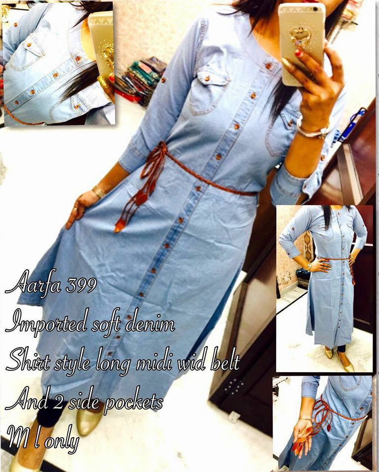 Blue & White Mixd Imported Long Western Kurtis - Dailybuyys