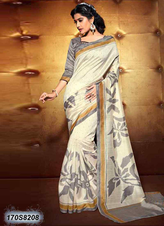 Off White Bhagalpuri Silk Sarees