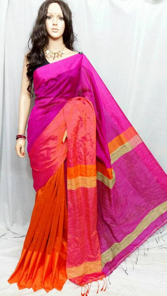 Orange, Purple Designer Floral Print Orange and Purple Jacquard Silk Saree,  6.5 m at Rs 18000/piece in Pochampalle