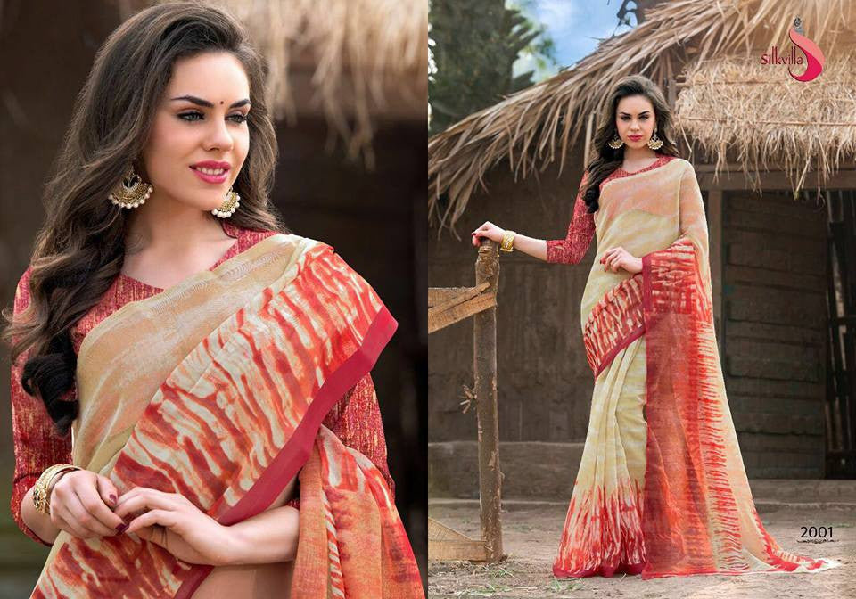 Orange Multicoloured Georgette Sarees