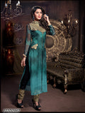 Green Black Semi-Stitched Georgette Salwar