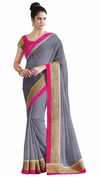 Grey Chiffon Sarees