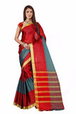 Red Aura Poly Pure Cotton Sarees