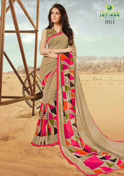 Beige Georgette Sarees