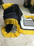 Black Yellow Block Printed Pure Silk Mark Certified Bishnupuri Silk Sarees