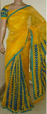 COD Work Yellow Kathiawari Sarees
