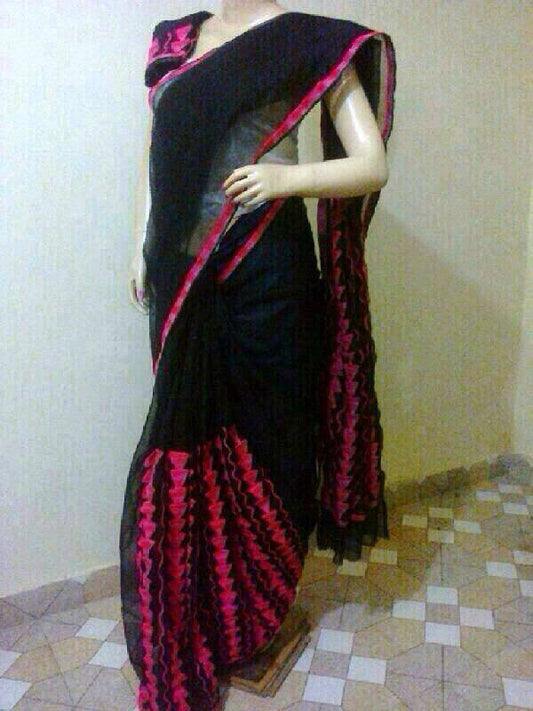 COD Work Black Kathiawari Sarees - Dailybuyys