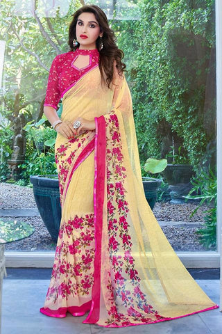 Beige Georgette Sarees