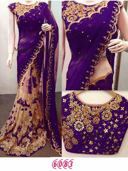 Purple Georgette Sarees - Dailybuyys