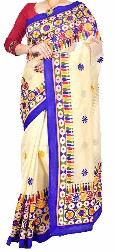White Kathiawari Sarees - Dailybuyys