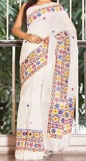 White Kathiawari Sarees - Dailybuyys