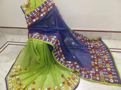 Blue Kathiawari Sarees - Dailybuyys