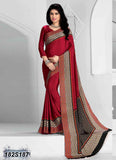 Beige & Red Crepe Sarees - Dailybuyys