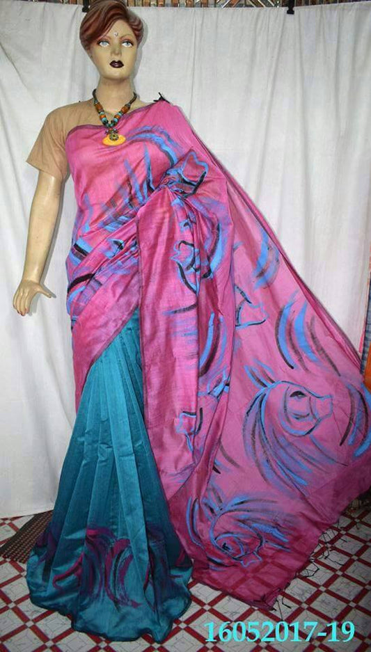 Handpainted Pure Cotton Silk Sarees - Dailybuyys