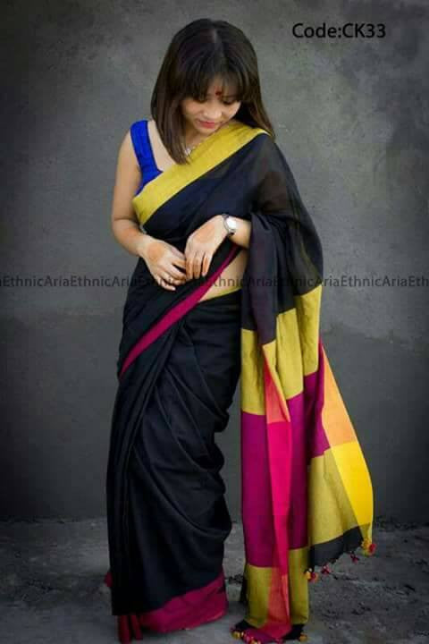 Black Bengal Handloom Silk Sarees - Dailybuyys