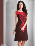 New Brown & Red Georgette Santoon Stitched Embroidery kurtis Get Extra 10% Discount on All Prepaid Transaction